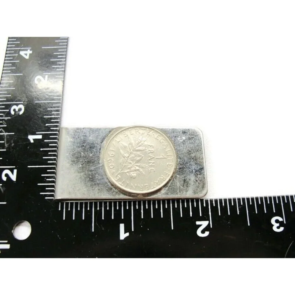 1960 One Franc Coin Money Clip Stainless Steel Wallet Credit Card Cash ID Holder